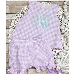 Set Estivo per <span class=keywords><strong>Bambina</strong></span> con Gonna a Balze Rosa a Quadretti e Bretelle, Set con Grembiule e Pannolino per Neonata, Abbigliamento Personalizzato per <span class=keywords><strong>Bambina</strong></span> - Product Image 5
