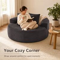 Fauteuil Rond Jumbo avec Coussins, Fauteuil de Lecture Confortable, Mobilier Moderne pour Salon, Vente en Gros