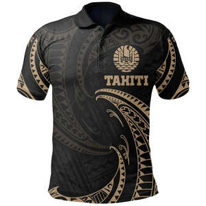 Chemises polo de golf grande taille en gros, <span class=keywords><strong>drapeau</strong></span> tahitien, tatouages polynésiens imprimés, chemises polo personnalisées, vêtements pour hommes - Product Image 1