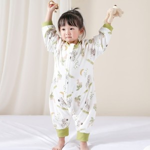 Vêtements de nuit pour bébé avec couche absorbante intégrée, manches détachables, séparateurs de <span class=keywords><strong>jambes</strong></span>, fabriqués en 100% coton, 1-3 ans, été/printemps - Product Image 1