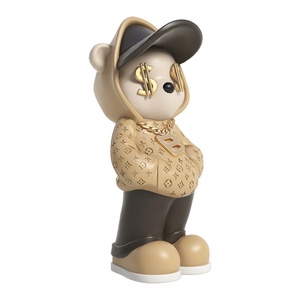 Grande sculpture d'ours en résine peinte, style art populaire de dessin animé, tendance, pour décoration au sol dans le salon, l'entrée ou pour exposition à domicile - Product Image 5
