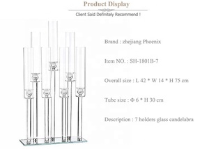 Gros rectangle forme 7 bras cristal pilier bougeoir tube de verre candélabres pièce maîtresse décor de fête de mariage - Product Image 4