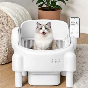 Bac à litière intelligent 75L pour chats, conception ouverte, PP + acier inoxydable, contrôle des odeurs, grande poubelle, surveillance intelligente, nettoyage automatique - Product Image 1