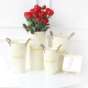 Jarrón de cubo de hierro grande Vintage creativo, despertar de flores frescas de agua profunda para el hogar o la tienda, tubo de flor de cubo de estaño - Product Image 5