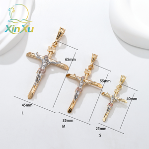 Éxito de Ventas Cruz Religiosa Tricolor Bañada en Oro de 14K, Colgante Cristiano Clásico y Versátil - Product Image 3