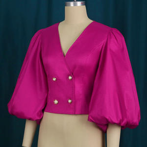 Cardigan Slim com Decote em V e Mangas Bufantes, Tops de Cintura Alta, Novo para Primavera e Verão 2026, Blusas Plus Size para Mulheres - Product Image 2