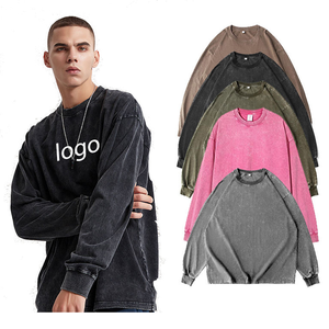 <span class=keywords><strong>T</strong></span>-<span class=keywords><strong>shirt</strong></span> a maniche lunghe vintage personalizzata 230GSM con stampa DTG, in puro <span class=keywords><strong>cotone</strong></span>, stile streetwear oversize, lavaggio acido, da <span class=keywords><strong>uomo</strong></span> - Product Image 2