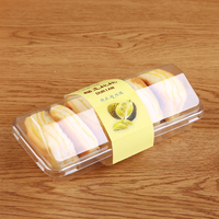 Boîte à gâteau en plastique PET jetable de qualité alimentaire, personnalisable, avec couvercle, logo en relief, conteneur rectangulaire long pour desserts et pâtisseries