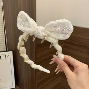 2026 Hot Selling Popular Sweet Design Black <b>White</b> <b>Lace</b> Bowknot Shaped Hairband Temperamental Women's Hairbands Fashion Headwear - Product Image 5