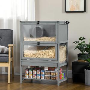 Gabbia <span class=keywords><strong>in</strong></span> Legno per Criceti con Ripiano Portaoggetti, Vassoio Scorrevole, Rampa a Dondolo, Ruota per Esercizio, Casetta per Piccoli Animali 35.5"H - Product Image 1