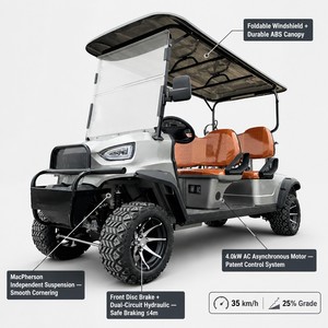 <span class=keywords><strong>Voiture</strong></span> de golf électrique 4 places, frein hydraulique double <span class=keywords><strong>circuit</strong></span>, frein à disque avant, frein à tambour arrière, système AV, couleur personnalisée - Product Image 2
