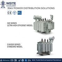 Transformateur triphasé immergé dans l'huile 11 kV 400 V 60 Hz 2500 kVA, distribution d'énergie électrique, bobinages entièrement en cuivre, refroidissement ONAN, sur mesure