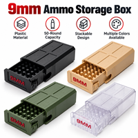 Boîte à munitions de 9 mm, capacité de 50 cartouches, boîte de rangement en plastique transparent empilable