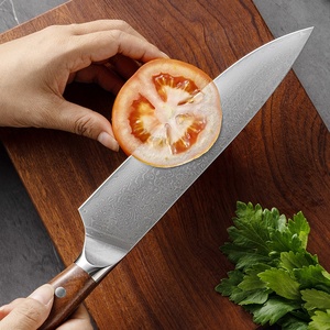 Couteau de Chef Professionnel 8 pouces en Acier Damas à Haute Teneur en Carbone, Lame Courbée Tranchante avec Manche Riveté, pour Découpe de Viande et Tranchage en <span class=keywords><strong>Cuisine</strong></span> - Product Image 4