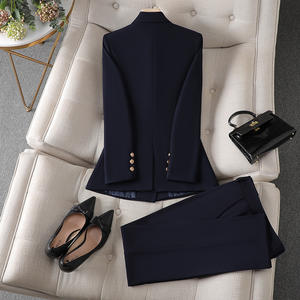 Completo Elegante da Donna 2024, Nuovo Tailleur alla <span class=keywords><strong>Moda</strong></span> Primavera ed Estate con <span class=keywords><strong>Pantaloni</strong></span> a Vita Alta e Maniche Lunghe in Tinta Unita - Product Image 3