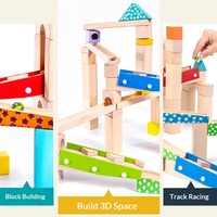 Jeu de blocs de construction en bois avec piste à billes pour enfants, jouet éducatif pour garçons et filles, développe l'intelligence avec glissière de pipeline à assembler