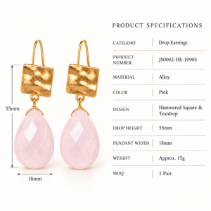 Pink Stone Drop Earrings Elegant Minimalist Style Fashion Jewelry For Women Daily Party Accessories - Product Image 5