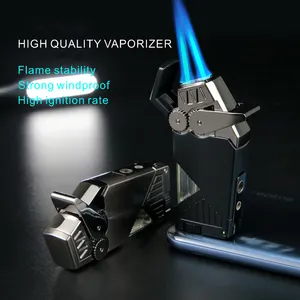 DEBANG Windproof Lighter 2024 Blue Flame Direct Injection Lighter Double Flame Cigar Lighter