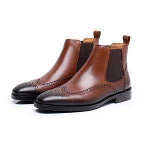 Botas Chelsea Cuadradas para Hombre, Estilo Brogue, de Caña Baja, con Cordones, de Cuero Valentina, con Parches, Ligeras, Transpirables, Antideslizantes, para Oficina - Product Image 6