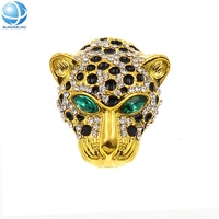 Boucles de chaussures tête de léopard plaquées or, clips de chaussures animaux en strass, broches pour décoration DIY et bijoux