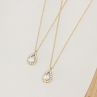 Collier en acier inoxydable plaqué or PVD 14K, perles et zircone cubique, bijoux de mode géométriques pour femmes, personnalisable, vente en gros