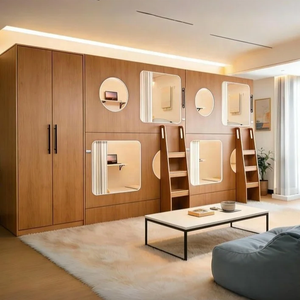 Lit superposé compact en bois de haute qualité <span class=keywords><strong>pour</strong></span> hôtel <span class=keywords><strong>capsule</strong></span> commercial, lits superposés <span class=keywords><strong>pour</strong></span> adultes, capsules de sommeil japonaises silencieuses, mobilier d'auberge - Product Image 3