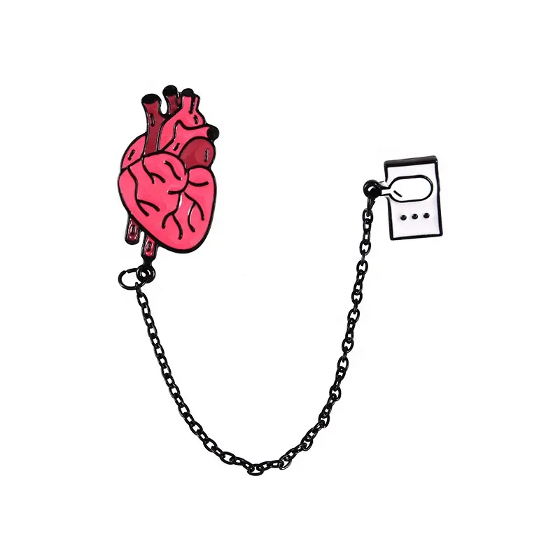 Множество дизайнов эмалевых булавок для медицинских органов с цепочкой, булавка для лацканов в форме сердца