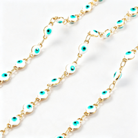 Cadena de eslabones de acero inoxidable con baño de oro PVD de 18K, diseño de ojo turco, cadena de cable de pez para pulseras, collares y accesorios de joyería DIY al por mayor