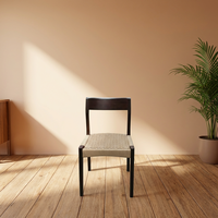 Chaise de salle à manger MULIGNA en bois massif, style mid-century, avec assise en corde tressée faite à la main, pour café, hôtel, maison