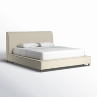 Cama suave de lujo moderna Tela de terciopelo con mechones Tapizada Plegable Característica ajustable Durable MDF Panel de madera Muebles de dormitorio