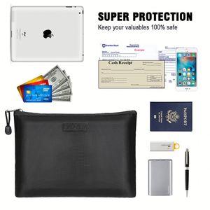 CUSTOM Hot Selling Fireproof Waterproof File Document Bag Two <b>Pockets</b> Two Zippers Safe Money Coin Storage for Women Men - Product Image 6