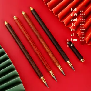 Crayon infini en bois rétro original, kits de luxe en laiton, non toxique, stylo infini en bois pour écrire et dessiner - Product Image 1