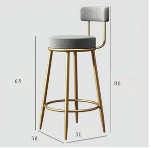 Taburetes de bar de lujo ligeros, sillas con respaldo estilo hogareño, bancos de hierro, taburetes de patas altas, sillas de bar, taburetes de bar nórdicos. - Product Image 4