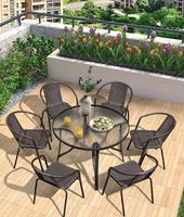 Table de salle à manger ronde pliable en acier inoxydable pour extérieur, jardin, terrasse, avec chaises et parasol