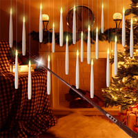Bougie LED Flottante à Thème Magique, Contrôle Tactile, Sans Flamme, Lampe Pilier en Plastique, Lumière Chaude, Noël, Halloween