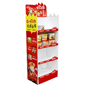 持ち運び可能な段ボール製ホットチキン風味ラーメンフロアディスプレイカートン小売チェーンストアパン陳列スタンドラック - Product Image 3