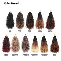 Extensions de cheveux synthétiques Goddess Box Braids au crochet, 14-20 pouces, avec pointes bouclées, style bohème ombré
