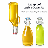 Bouteille en verre de 250 ml, 350 ml, 500 ml avec poignée et couvercle à clip pivotant, bouteille en verre réutilisable étanche pour boissons et sauces, pour OEM ODM