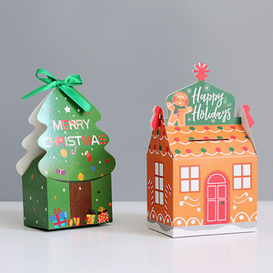 Boîte-cadeau en papier de conception de thème de Noël avec poignée Santa Snowman <span class=keywords><strong>Elf</strong></span> Deer pour la décoration de festival Impression en relief Portable - Product Image 1