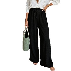 <span class=keywords><strong>Pantalones</strong></span> casuales de <span class=keywords><strong>mujer</strong></span> de pana y poliéster de corte recto con cintura elástica de color liso, holgados, de verano, transfronterizos 2026 para <span class=keywords><strong>Wish</strong></span> - Product Image 5