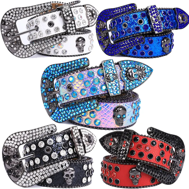 Factory Custom BB Fast Delivery Luxury Crystal Men Unisex Diamond Studded strass Belt Western Sparkle Designer Women Belts