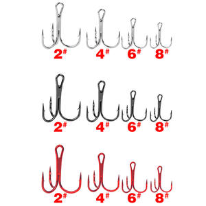 Anzuelos triples para pesca, tamaños 2, 4, 6, 8, de acero con alto contenido de carbono, para pesca en agua dulce, lagos y estanques. - Product Image 2