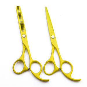 Ciseaux à cheveux personnalisables de 6 pouces, jaunes, à coupe plate, ciseaux à effiler en acier inoxydable, pour droitiers, usage professionnel - Product Image 2