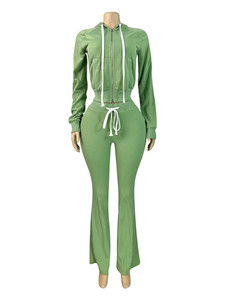 Sportlicher Trainingsanzug, 2-teiliges Set für Damen, Herbsttrend, Kapuzenjacke mit Raffung, volle Ärmel + lange Hose mit Kordelzug - Product Image 6