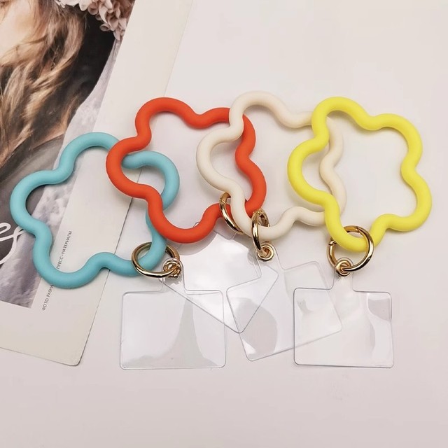 Flower Shape Soft Silicone Star Shape Keychain Universal Anti-lost Wristband Phone Case Wrist Strap