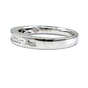 Bijoux en gros conception simplement intemporelle expédition rapide solide 18k or blanc haute qualité baguette diamant bague bande - Product Image 3