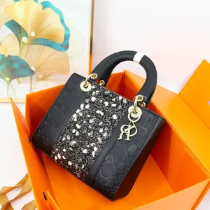 DaiFei bao-bolsos de mano con diamantes para mujer, bandoleras de lujo de alta texturas, de fábrica, 25 cm