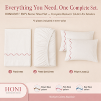 HONI Prix Bas 100% Lyocell 600TC Ensemble de Draps Confortables 4 Pièces pour Lit Simple Moderne avec Taies d'Oreiller pour Textiles de Maison