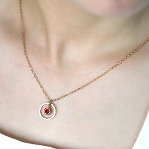 Simple y moderno geométrico 12 meses collar de piedra natal Acero inoxidable piedra natal taza de <span class=keywords><strong>agua</strong></span> diamante colgante redondo - Product Image 4