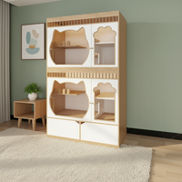 Villa pour chat en bois haut de gamme avec enclos en verre et arbre à chat pour usage intérieur, comme maison pour animaux, espace pour chat, enclos extérieur et hôtel pour chats